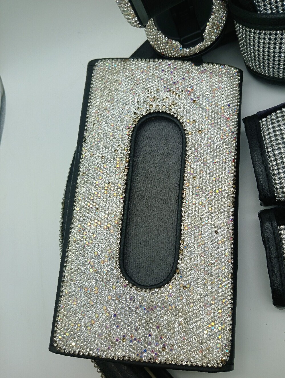 Crystal Rhinestone Car Accessory Set - Silver Bling - Picture 3 of 9